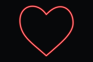 Black background with glowing red neon heart outline, modern luxury vibe