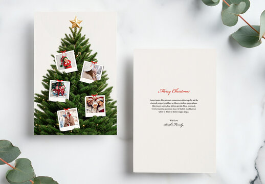 Christmas Tree with Vintage Style Photos Card