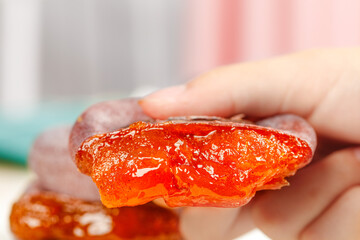 Sweet Frosted Persimmon Cake from Gongcheng, Guangxi - Close-Up Food Photo