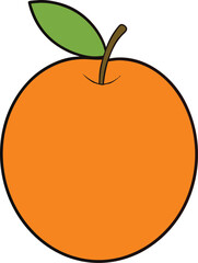 Peach Fruit With Leaf Orange Tone Transparent Background