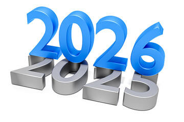 New year 2026 replacing old 2025 isolated holiday concept
