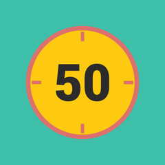 number 50 clock icon vector design illustration