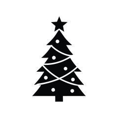 Christmas Tree Icon Silhouette for Holiday Season Celebrations