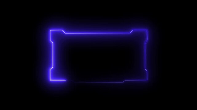 Neon rectangle glowing loop animation glowing neon line moving loop animation on black background. Abstract Glowing neon frame rectangle animation. 4k video