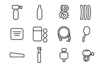 Seatpost urban mini bike kit bell vector icon essentials pump wheel guard