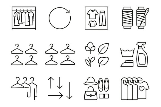 Icons icon arrows organization indicators pairing fashion wardrobe sort closet mindful vector
