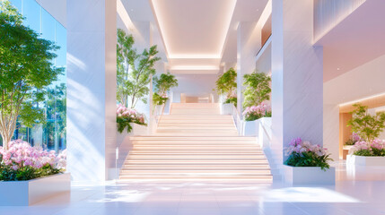 Large commercial facility escalator modern shopping mall architecture interior transportation people