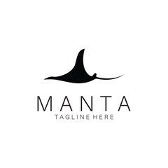 Manta Ray Fish silhouette Logo design vector illustration icon template design