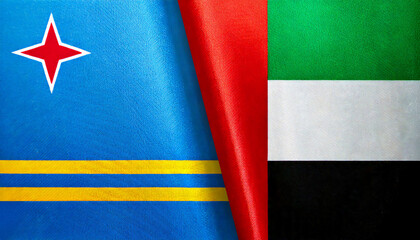 アラブ首長国連邦の国旗とオランダ領アルバの国旗(United Arab Emirates flag & Aruba flag.)
