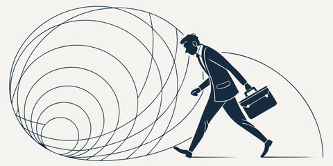 Abstract vector illustration of a surfer girl silhouette catching a wave with speed and fun action © md