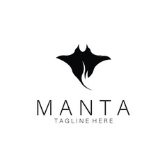 Manta Ray Fish silhouette Logo design vector illustration icon template design