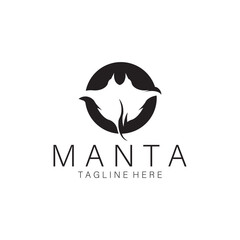 Manta Ray Fish silhouette Logo design vector illustration icon template design
