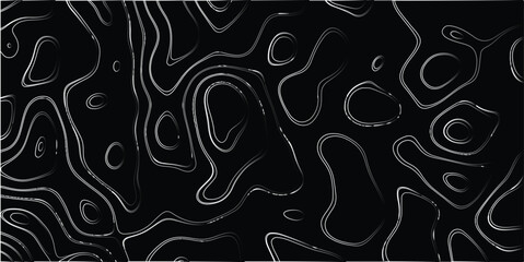 Dark Abstract Background with Bright Organic Contour Lines, Creating a High- Contrast Topographic or Fluid Pattern for Modern Design and Visual Effects