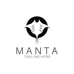 Manta Ray Fish silhouette Logo design vector illustration icon template design