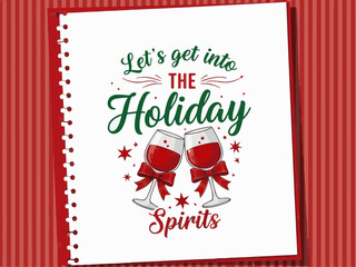 Winter Christmas scene with people skiing and snowman