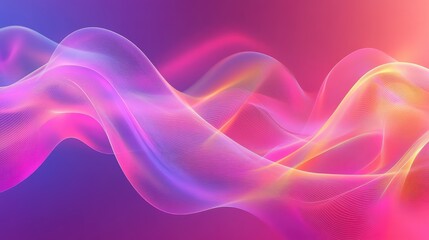 Abstract design displaying flowing digital waves forming a vibrant, colorful grid or network, creating a dynamic background representing technology, data, and motion