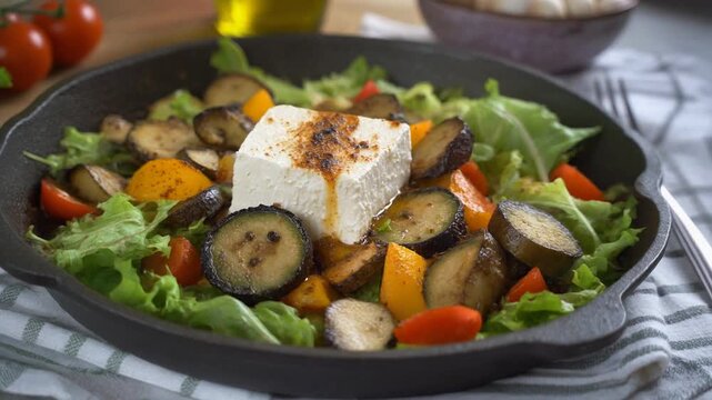Gebackener Feta mit Ofengem&uuml;se und Salat