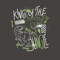 King of the Jungle dinosaur streer wear boys graphic tee.eps