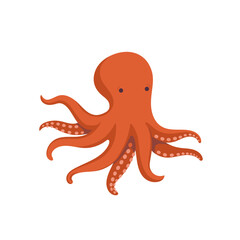 Vector hand-drawn illustration of an octopus. Sketch of a sea animal in cartoon style.