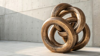 Polished Bronze Interlocking Abstract Sculpture