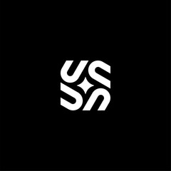 Modern geometric letter U monogram logo with four interlocking elements and a star center. Professional white initial on black background for tech, fashion, or corporate identity. Vector icon