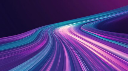 Abstract lines creating a dynamic curve path, representing concepts of advanced speed, data streams, digital communication, and connectivity for technology and innovation