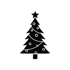 Stylized Christmas Tree Silhouette Iconic Holiday Decoration with Star and Ornaments