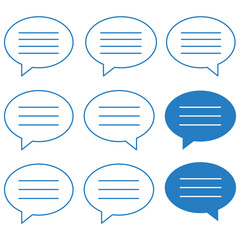 Digital Dialogue A collection of stylized speech bubbles conveys the essence of digital communication and the exchange of ideas and messages in a simple design