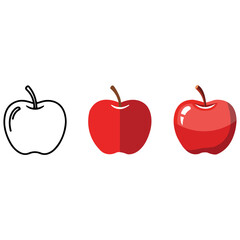 Apple Variety Three stylized apple illustrations showcase the simple elegance of a fruit and culinary delight, highlighting its distinct form and different levels of detail