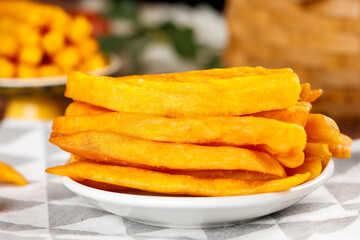 Crispy Golden Sweet Potato Fries on White Plate