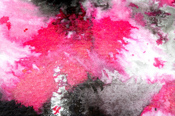 Acrylic Black and Red Ink Paint Splatters and Spots Blot on White for Background