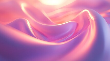 Obraz premium Smooth pink and purple metallic silk textile creating dynamic abstract waves and elegant drapery, reflecting soft light and delicate shadows on a vibrant surface