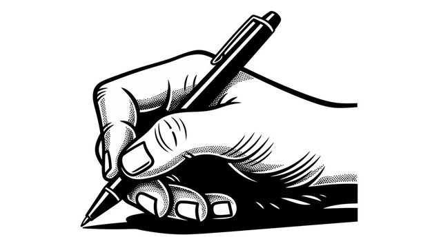 Hand Holding a Pen, Drawing or Writing Illustration