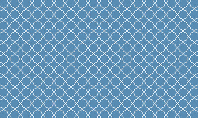 モロッカン風の模様が並ぶ青い壁紙のグリッド線