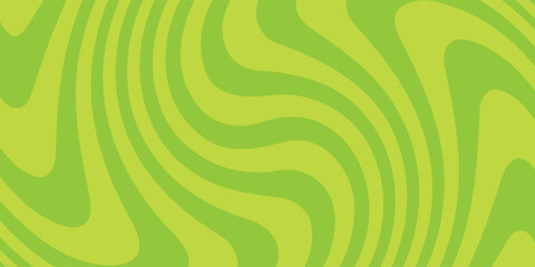 Abstract green background with hypnotic wavy lines pattern. Fresh and natural background