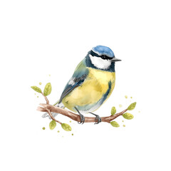 Naklejka premium Hand drawn watercolor great tit. Watercolor illustration, isolated on white. 