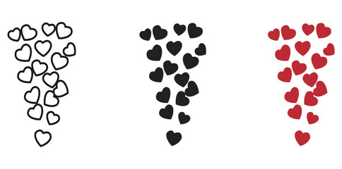 Abstract Heart Cascade Three stylized heart cascades create a visual flow, with individual hearts falling downwards. These cascading hearts symbolize emotion, affection, or a flowing connection.  © Ahluva Studio