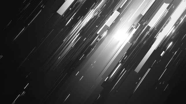 Abstract background shows digital data streaming with geometric lines and rectangles moving diagonally, creating a dynamic visual representing modern technology, speed, and connectivity - Powered by Adobe