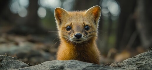 Adorable Stoat Kit Portrait - A Curious Glimpse into Wildlife.