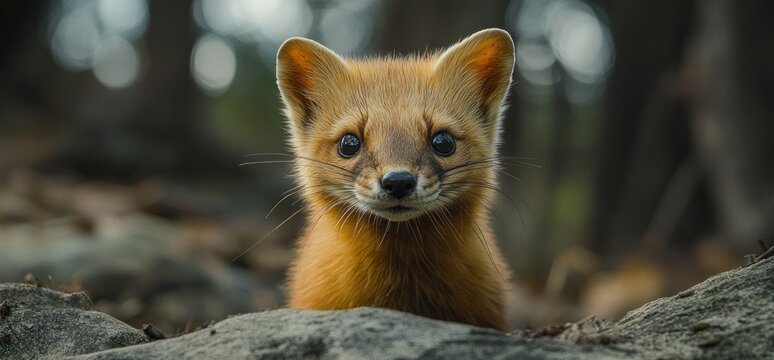 Adorable Stoat Kit Portrait - A Curious Glimpse into Wildlife.