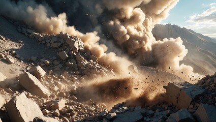 Explosion in a mountainous area