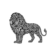 Mandala Style Lion Silhouette