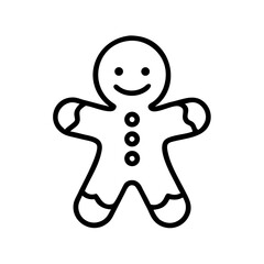 Gingerbread man icon in a simple line drawing style  