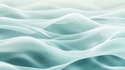 Obraz premium Abstract waves forming a clean, soft background, showcasing elegant fluid motion and gentle undulations in cool blue and white tones, creating a tranquil and smooth texture visual