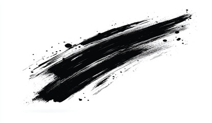 Stock image of creative brush strokes on white background.  Black brush Stock on isolated background. Abstract black brush stroke on white background with colorful oil paint.