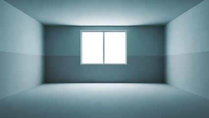 A small room with a single window on the back wall