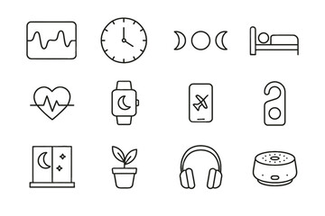 Fototapeta premium Plant minimalist phone sleep icon bedside noise icons vector do machine bed