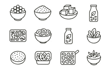 Obraz premium Chickpeas icon veggie leafy vector based bowl patty plant tofu tray container