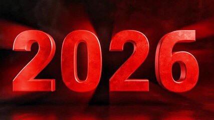 2026 in red font with a blurred background of the same color. The image is a visual representation of the year 2026