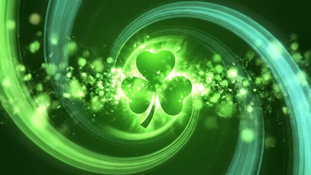 Radiant St. Patrick&rsquo;s Day Clover Burst With Spiral Background